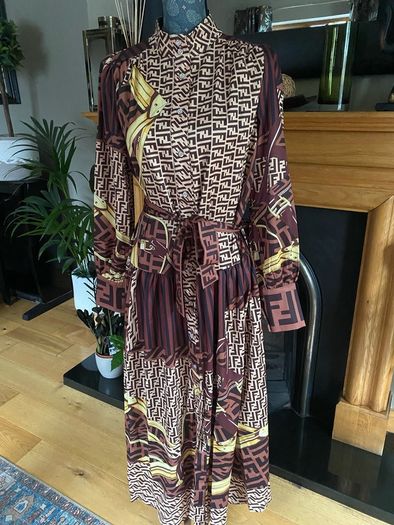 Beautiful Fendi inspired design pleated shirt dress
