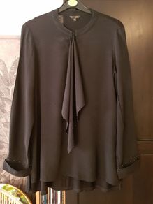 Massimo Dutti black blouse, shirt, top with ruffle, size S