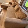 DFS 3-Seater Beige Jumbo Cord Sofa & Footstool Image 3