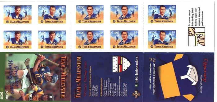 2000 Ireland GAA Team of the Millennium (Tipperary) Commemorative Stamp Booklet Mint Never Hinged (MNH). Hibernian HB83.