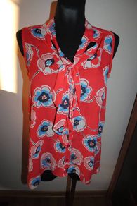 Redherring red floral sleeveless blouse size UK10 EU38 Postage included