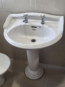 Bathroom Sink, Pedestal and Taps