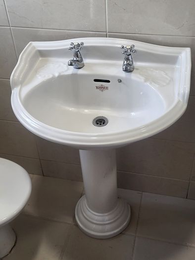 Bathroom Sink, Pedestal and Taps