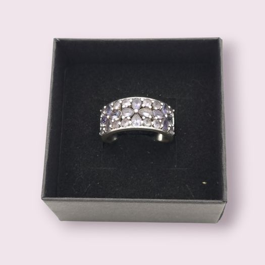 Vintage 925 Silver Amethyst Cluster Ring