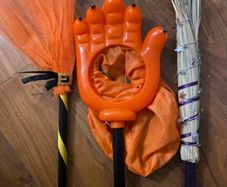 Halloween Witch brooms and monster hand