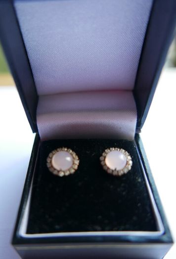 Vintage  Sterling Silver 925 Gold Plated Moonstone agate Earrings 2,6g