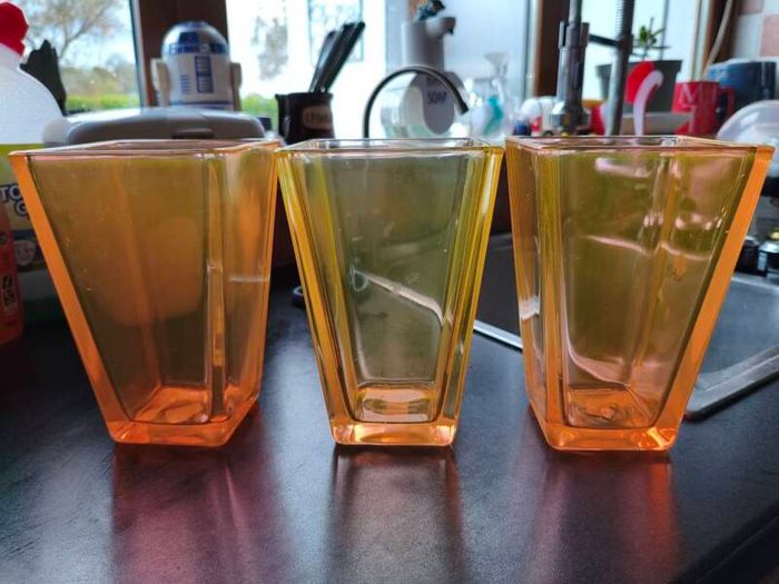 set of 3 orange vases