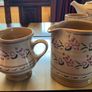 Nicholas Mosse Lavender fri:Washington Creek USA , a set if two jugs , a 4 inch creamer and a four and a  half inch cylinder jug Image 5