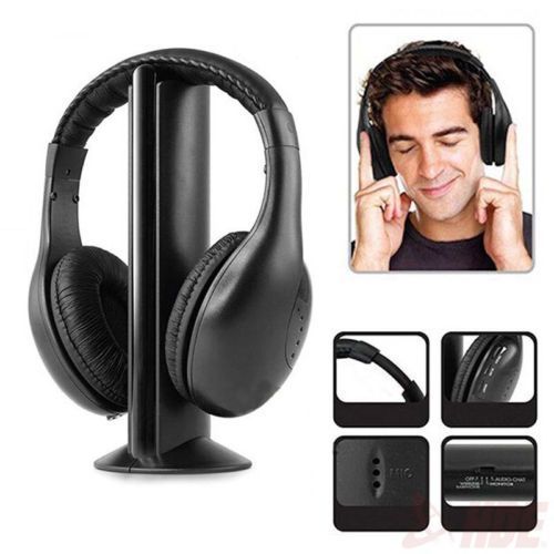 NEW 5 in 1 Hi-Fi Wireless Headset Headphone Earphone for TV DVD MP3 PC