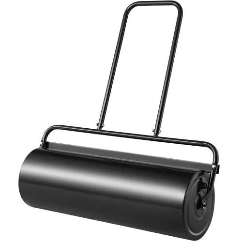 Lawn Roller, 17 Gallon Sand/Water Filled Yard Roller, Steel Sod Roller with Easy-turn Plug and U-Shaped Ergonomic Handle for Convenient Push and Pull, for Lawn, Garden, Farm, Park, Black
