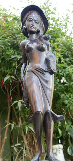 Vintage Sculpture -  Woman Wooden Carving -  Fine Art - Hand Carved Hard Woman Wood Sculpture - height 24,5"
