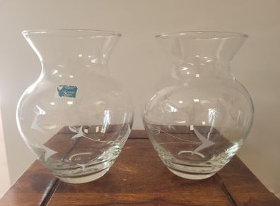 Eamon Glass Dublin - Set of 2 Hand-Cut Irish Vases