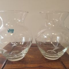 Eamon Glass Dublin - Set of 2 Vintage Hand-Cut Irish Vases