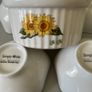 SUNFLOWER RAMEKIN Low-low.  With 6 fluted serving dishes for preserves. Total 7 items. Image 7