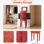 Jewelry Cabinet Standing Wood Jewelry Storage Chest with 3 Drawers, Flip Top Mirror Image 2