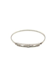 Vintage 925 Sterling Silver Signed British Geometric Scroll Bangle