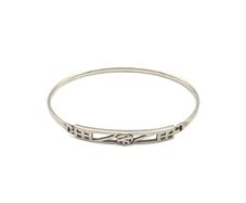 Vintage 925 Sterling Silver Signed British Geometric Scroll Bangle