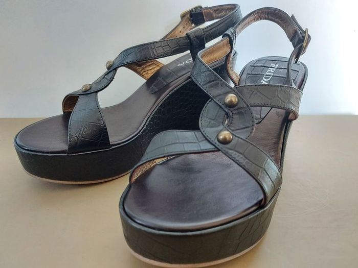 Ladies FRIDA Buckle Detail Slingback Wedge Sandals size 7 UK SALE