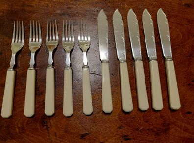 Vintage Ryals EP A1 Fish Knife & Fork 10 Piece Set