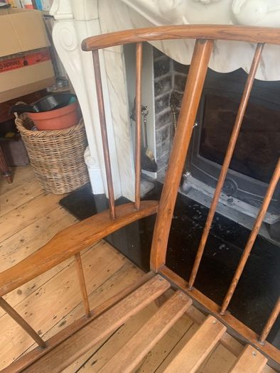 Mid Century two-seater wooden sofa