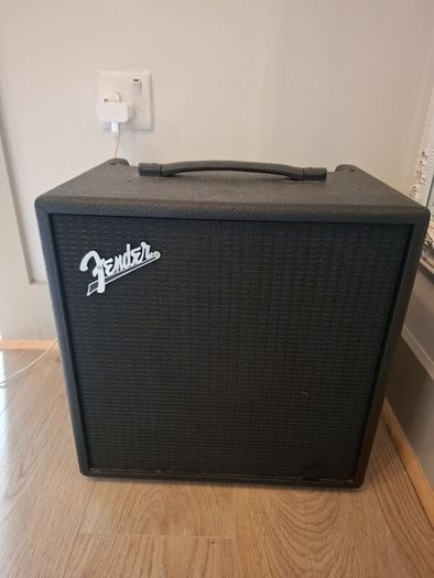 Bass guitar with case and amp