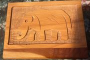 Elephant hand craved wooden box free postage