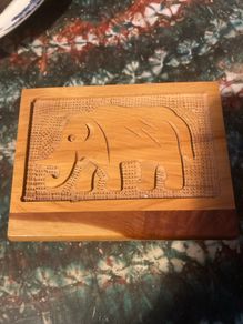Elephant hand craved wooden box free postage