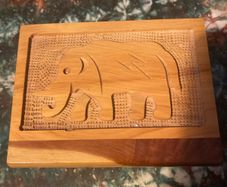 Elephant hand craved wooden box free postage