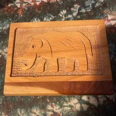 Elephant hand craved wooden box free postage