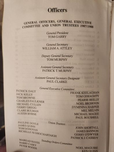 Federated Worker's  Union Of  Ireland.  Report Of The General Executive  Committee  For 1987-1988. Paperback In Good Condition.