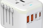 Universal Travel Adapter, PD 20W Fast Charging Plug Adapter with 2 USB-C and 2 USB-A Ports, All in One Travel Adapter for Europe, UK, US, Australia etc