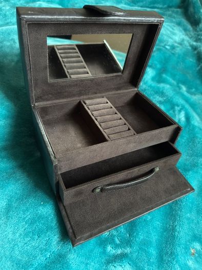 John Rocha dark brown leather jewellery box