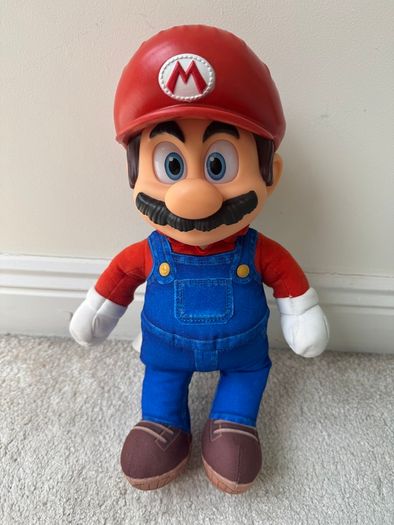 Nintendo The Super Mario Bros. Movie Mario Poseable Plush approx. 14 Vinyl Head Used Please see pictures