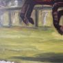 Ester Barrett Irish Artist Horse an Jockey in motion Oil on canvas 2000 signed Image 4