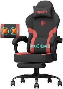 Gaming Chair Computer Chairs with Massage Lumbar Support & Headrest, Ergonomic Technology Fabric Gaming Chair for Adults, PC Chair Gamer Chairs with Footrest, 300LBS, Black-Red