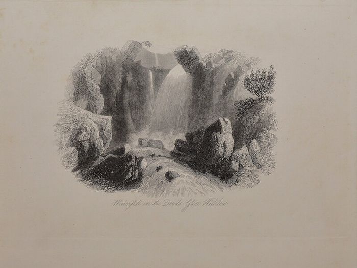 Waterfall Devils Glen Wicklow 1863 Antique Print