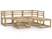 6 Piece Garden Lounge Set Green Impregnated Pinewood