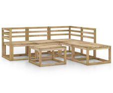 6 Piece Garden Lounge Set Green Impregnated Pinewood