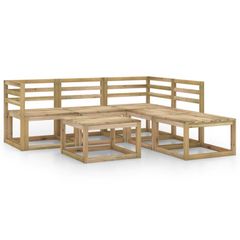 6 Piece Garden Lounge Set Green Impregnated Pinewood