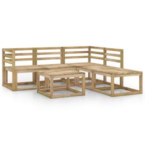 6 Piece Garden Lounge Set Green Impregnated Pinewood