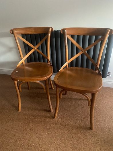 Vintage Rattan Bentwood X Cross back dining chair Farmhouse Country