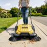 Walk-Behind Hand Push Floor Sweeper, Manual Floor Sweeper Non-Electric with 650mm Sweeping Width, 18.9L Waste Container & Adjustable Folding Handle for Yards Walkways Patios Garages - Yellow Image 2