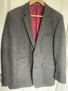 Mens grey herringbone  wool oversized blazer/ coat jacket medium