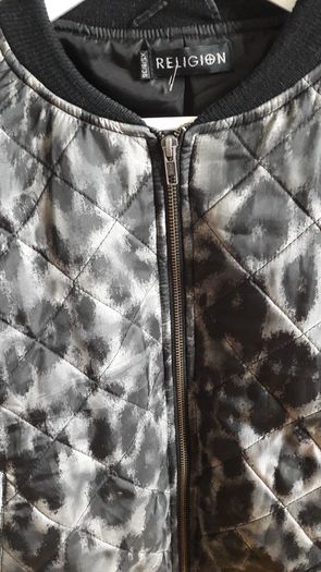 Leopard print padded bomber style jacket