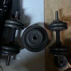 HIT Fitness adjustable bench and 25kg each adjustable Dumbbells