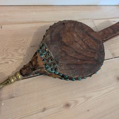 Victorian timber brass and leather bellows