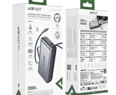 Rapid Fast Charging 45w Power Bank with Retractable Type-C Cable 20000mAh