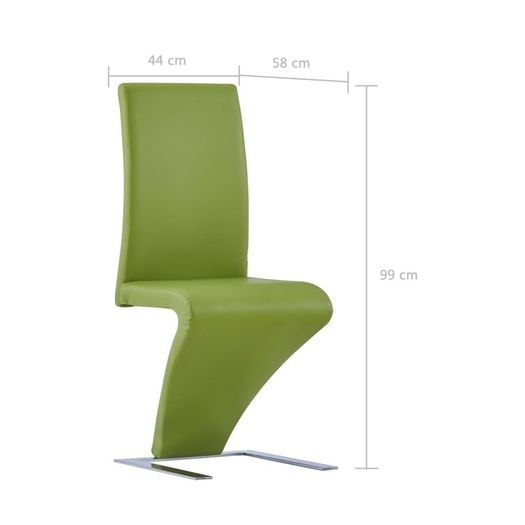 Dining Chairs with Zigzag Shape 6 pcs Green Faux Leather