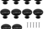10PCS Matted Black Cabinet Knobs, Round Mushroom Drawer Knobs, 30MM Aluminum Alloy, Drawer Pull Handle, Cabinet Knobs, Door Pulls with Screws for Cupboard Wardrobe Furniture - Single Hole (FREE POSTAGE)