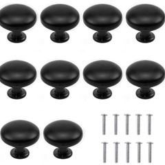 10PCS Matted Black Cabinet Knobs, Round Mushroom Drawer Knobs, 30MM Aluminum Alloy, Drawer Pull Handle, Cabinet Knobs, Door Pulls with Screws for Cupboard Wardrobe Furniture - Single Hole (FREE POSTAGE)